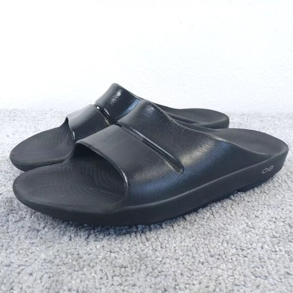 Oofos Ooahh Recovery Sandals Womens 10 Shoes Slip On Black Comfort Slides - Picture 1 of 8
